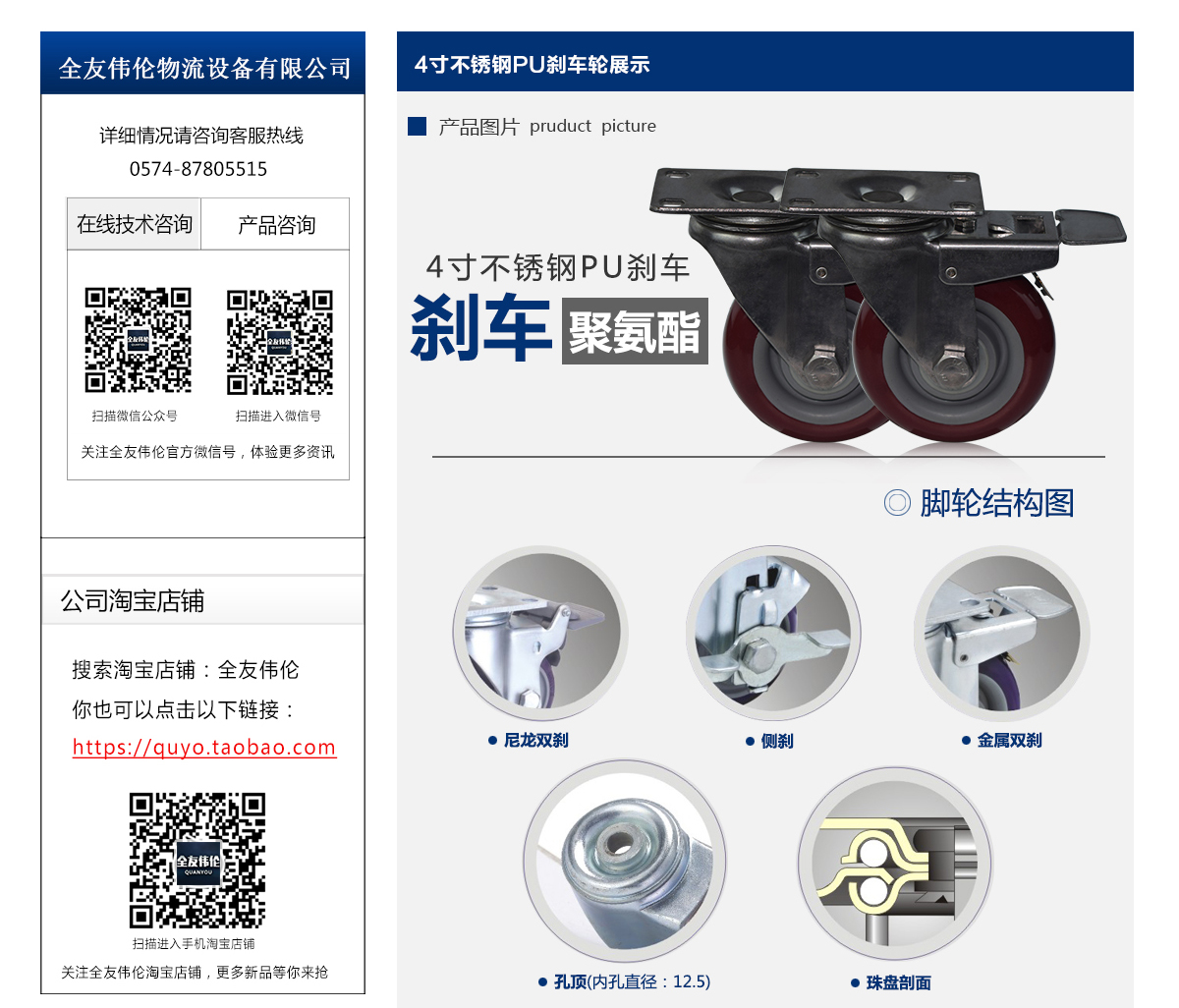 4寸不锈钢PU刹车轮2.jpg